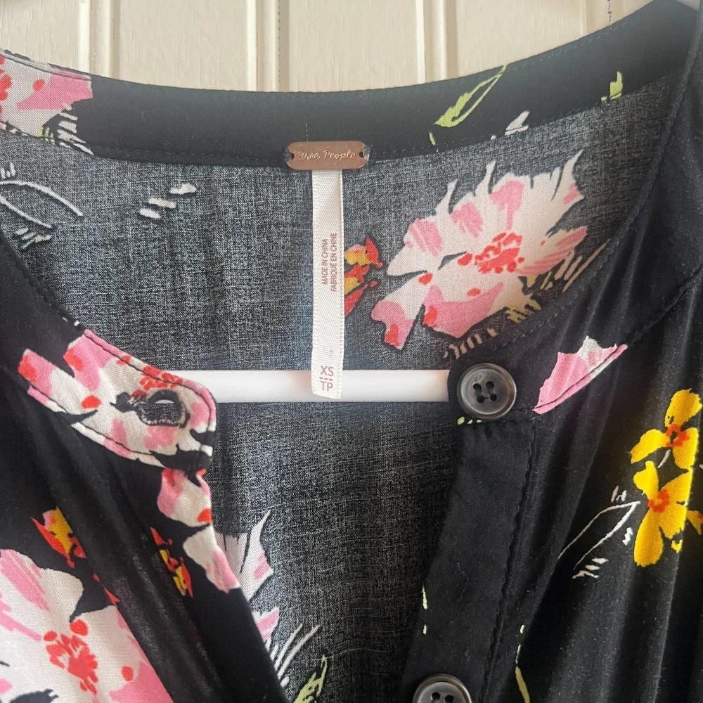 Free‎ People Mini Floral Print Boho Dress - Size XS - Elastic Waist